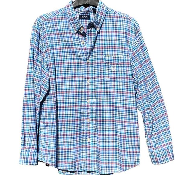 Chaps Men's Blue Plaid Cotton Shirt - Picture 1 of 9